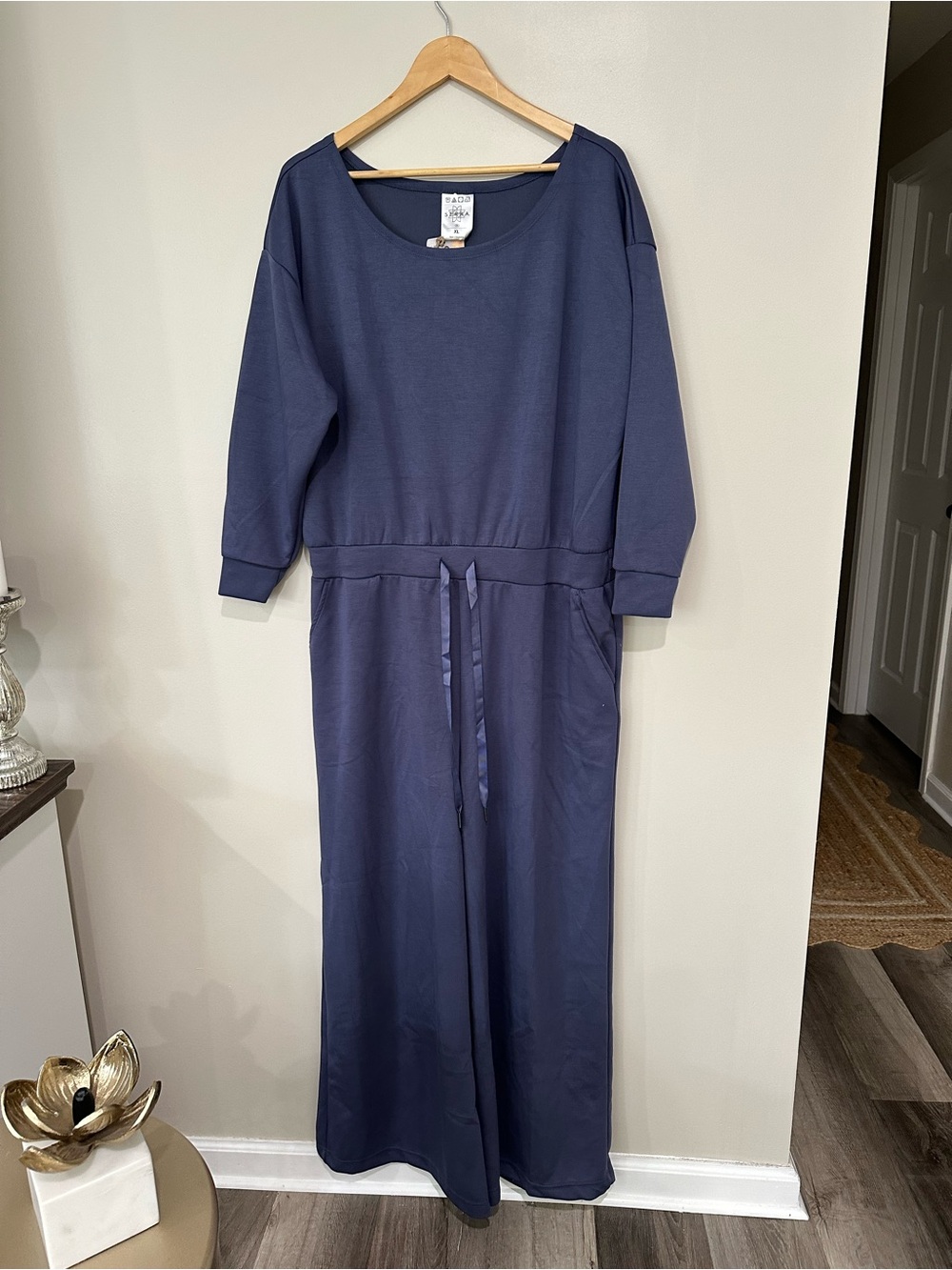 Serra Blue Casual Romper Jumpsuit XL 16-18 Wide Leg Drawstring NWT - Picture 2 of 11